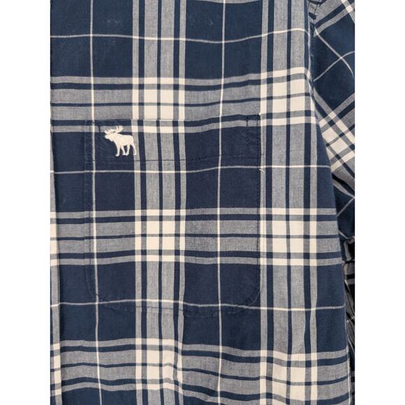 VTG Y2K Abercrombie & Fitch Mens Blue Plaid Moose Preppy Button Down Shirt XL - Picture 4 of 7